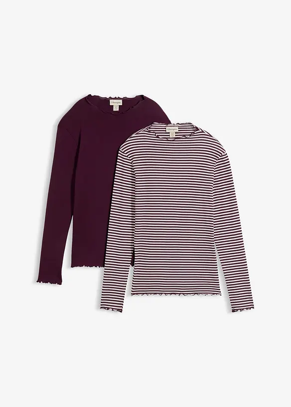 Ribbstickad topp (2-pack), bonprix