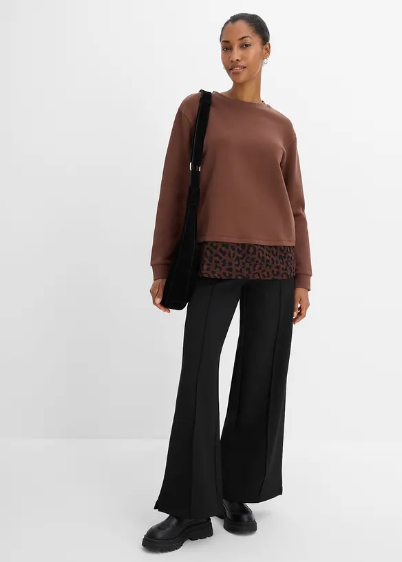Sweatshirt med leopardm&ouml;nstrad bes&auml;ttning, bonprix