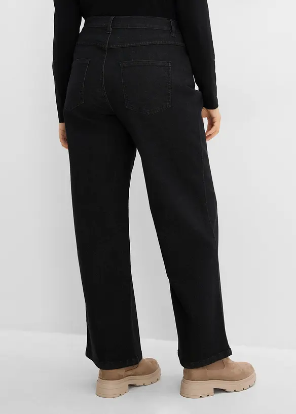 Wide Leg Jeans High Waist, med nitar, bonprix