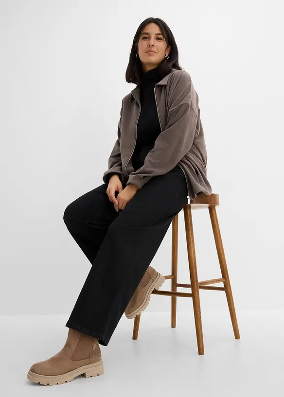 Wide Leg Jeans High Waist, med nitar, bonprix