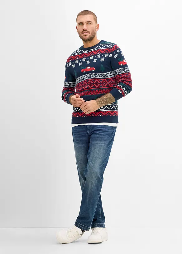 Finstickad tr&ouml;ja med julmotiv, bonprix