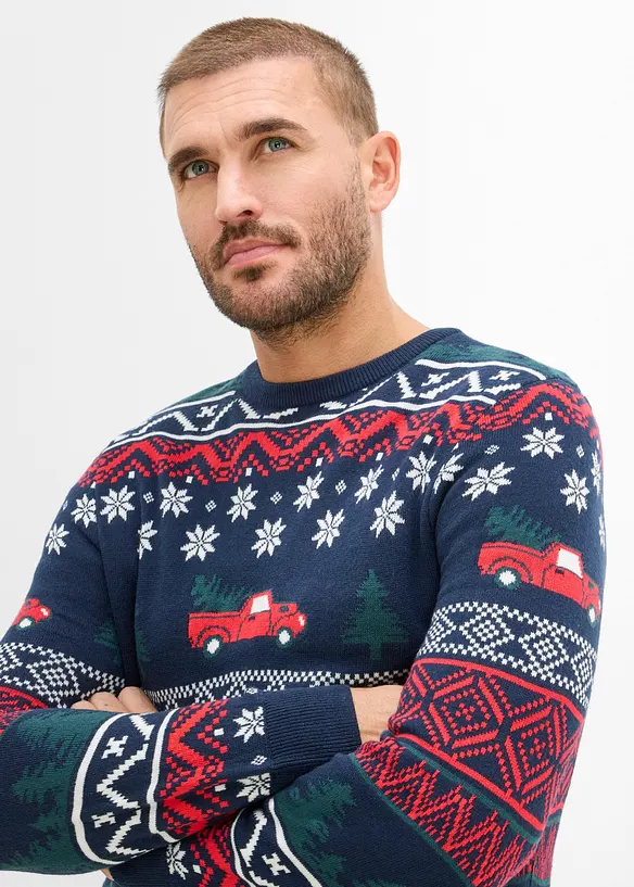 Finstickad tr&ouml;ja med julmotiv, bonprix