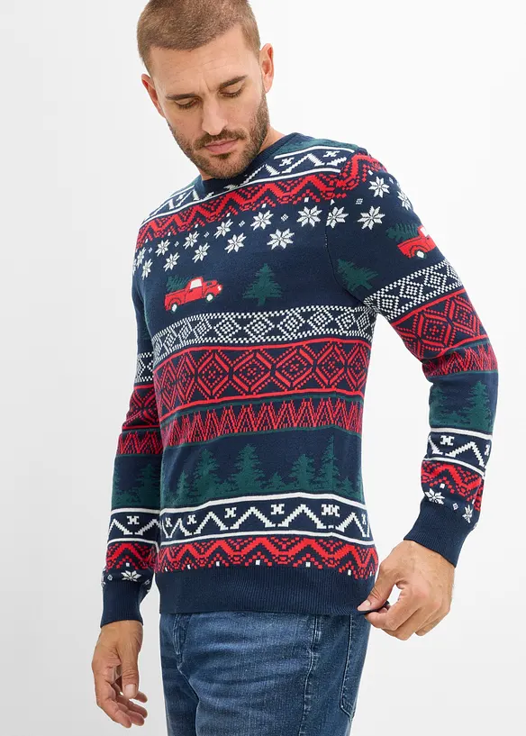 Finstickad tr&ouml;ja med julmotiv, bonprix