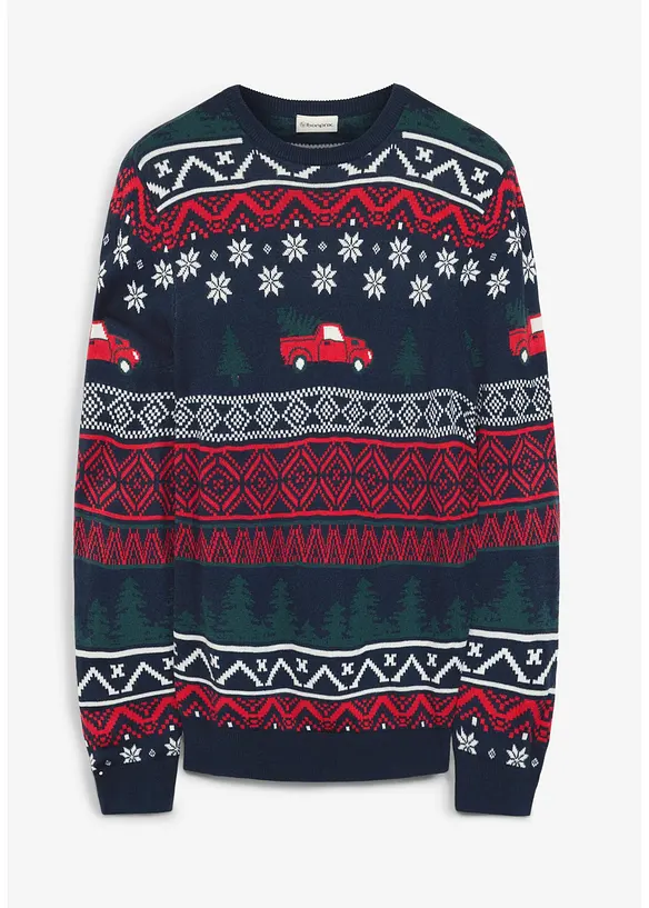 Finstickad tr&ouml;ja med julmotiv, bonprix