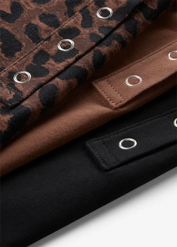 L&aring;ng&auml;rmad topp i ekologisk bomull med stretch (3-pack), bonprix