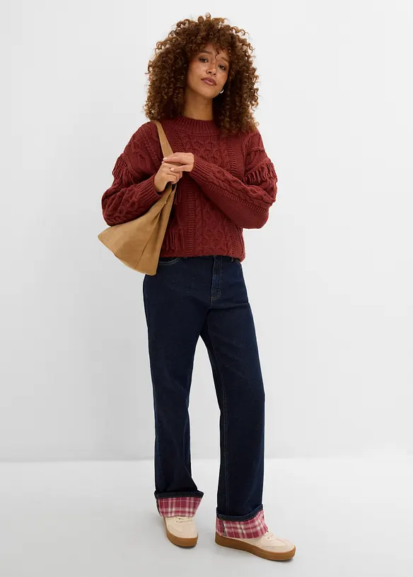 Jeans med h&ouml;g midja, Straight, bonprix