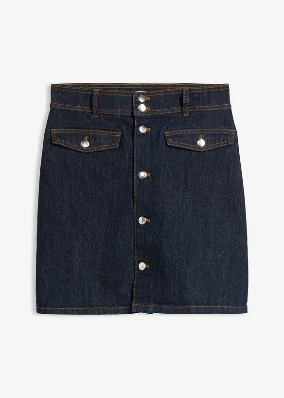 Jeanskjol med knappsl&aring;, bonprix
