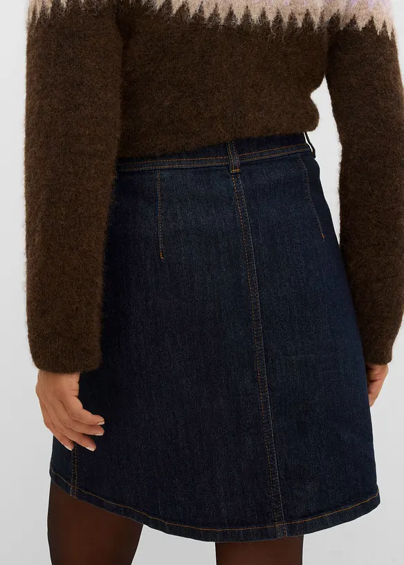 Jeanskjol med knappsl&aring;, bonprix