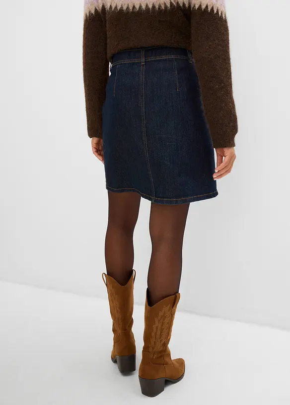 Jeanskjol med knappsl&aring;, bonprix