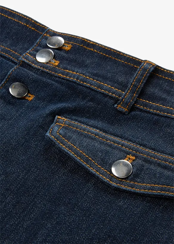 Jeanskjol med knappsl&aring;, bonprix