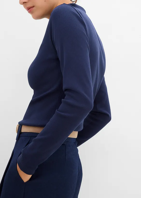 L&aring;ng&auml;rmad topp i ribbat material, bonprix