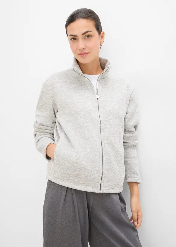 Fleecejacka med st&aring;krage, bonprix