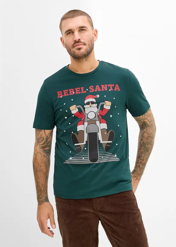 T-shirt med julmotiv i ekologisk bomull, bonprix