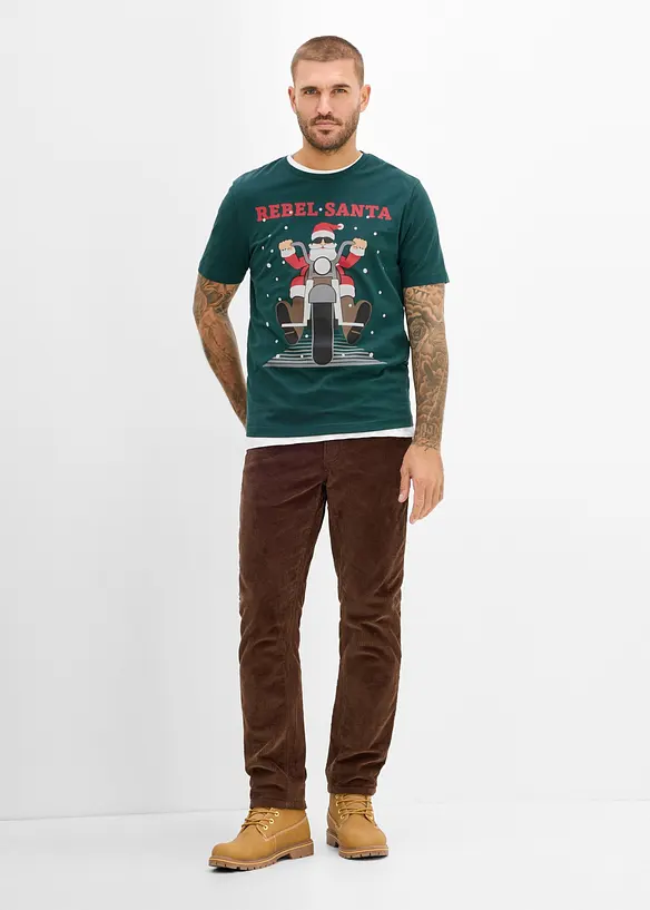 T-shirt med julmotiv i ekologisk bomull, bonprix