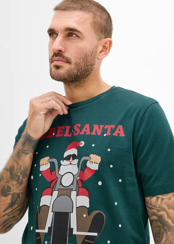T-shirt med julmotiv i ekologisk bomull, bonprix