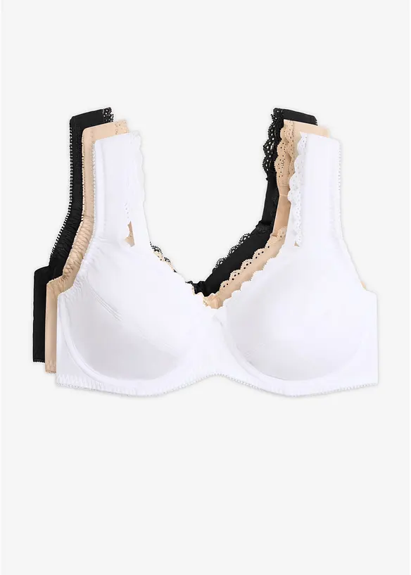 BH med bygel och ekologisk bomull (3-pack), bonprix