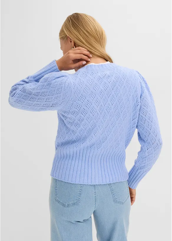 Finstickad cardigan med knappdetaljer, bonprix