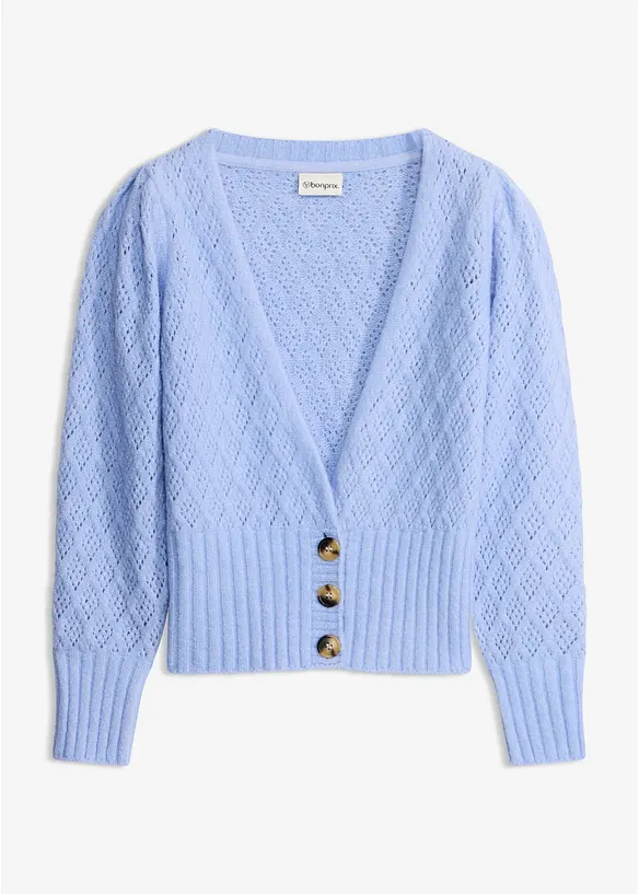 Finstickad cardigan med knappdetaljer, bonprix