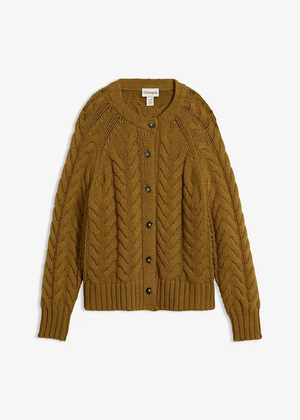 Fl&auml;tm&ouml;nstrad cardigan i bomull och ull, bonprix