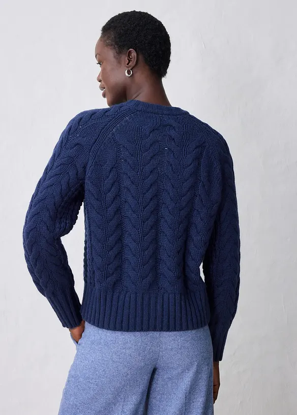 Fl&auml;tm&ouml;nstrad cardigan i bomull och ull, bonprix