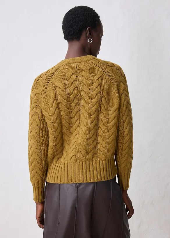Fl&auml;tm&ouml;nstrad cardigan i bomull och ull, bonprix
