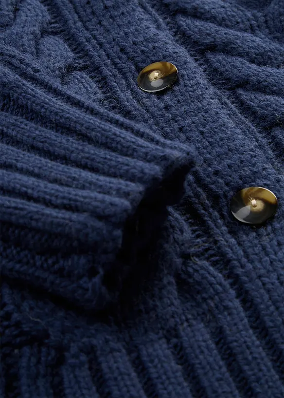 Fl&auml;tm&ouml;nstrad cardigan i bomull och ull, bonprix
