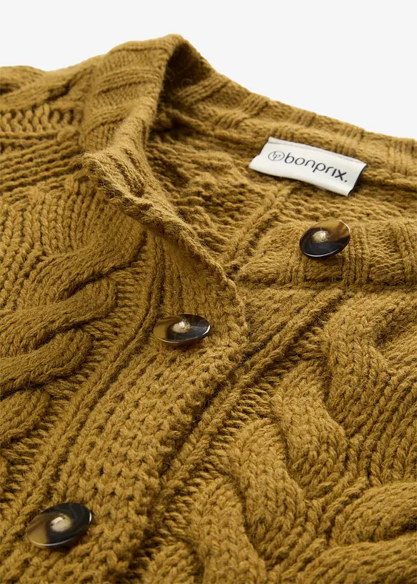 Fl&auml;tm&ouml;nstrad cardigan i bomull och ull, bonprix