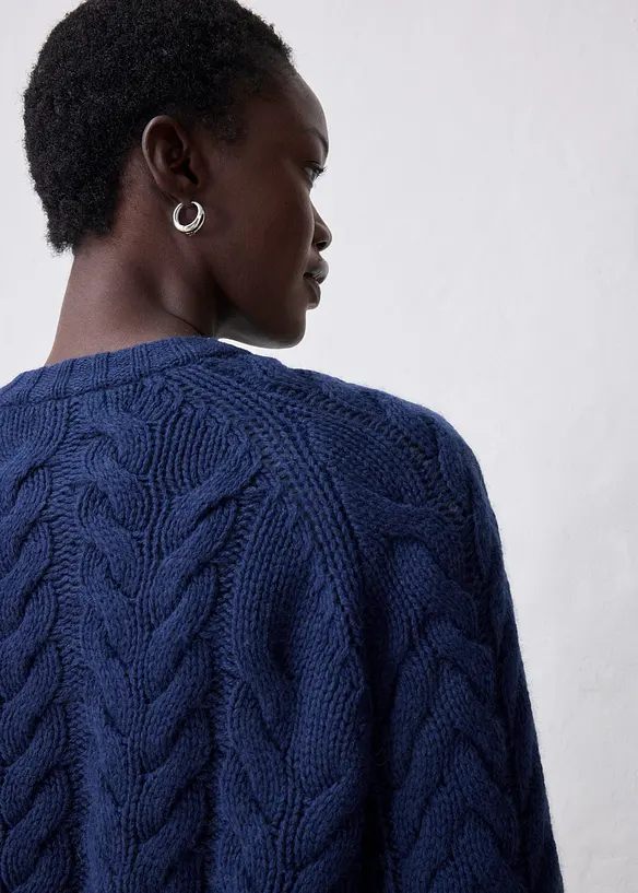 Fl&auml;tm&ouml;nstrad cardigan i bomull och ull, bonprix