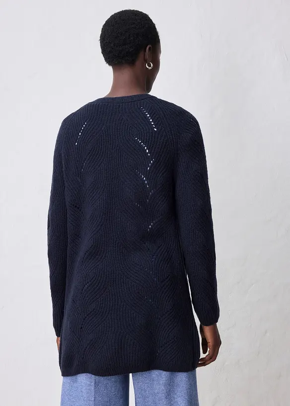 H&aring;lm&ouml;nstrad, l&aring;ng cardigan i yllemix med merinoull, bonprix