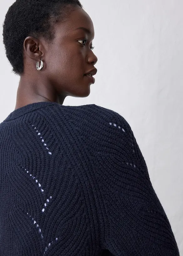 H&aring;lm&ouml;nstrad, l&aring;ng cardigan i yllemix med merinoull, bonprix