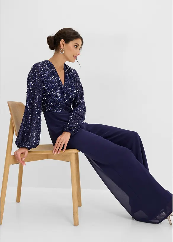 Jumpsuit med paljettbroderi, bonprix