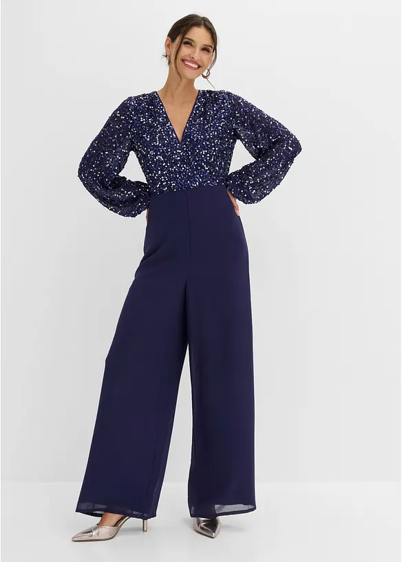 Jumpsuit med paljettbroderi, bonprix