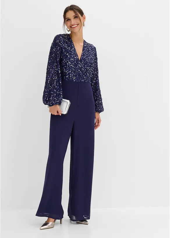 Jumpsuit med paljettbroderi, bonprix