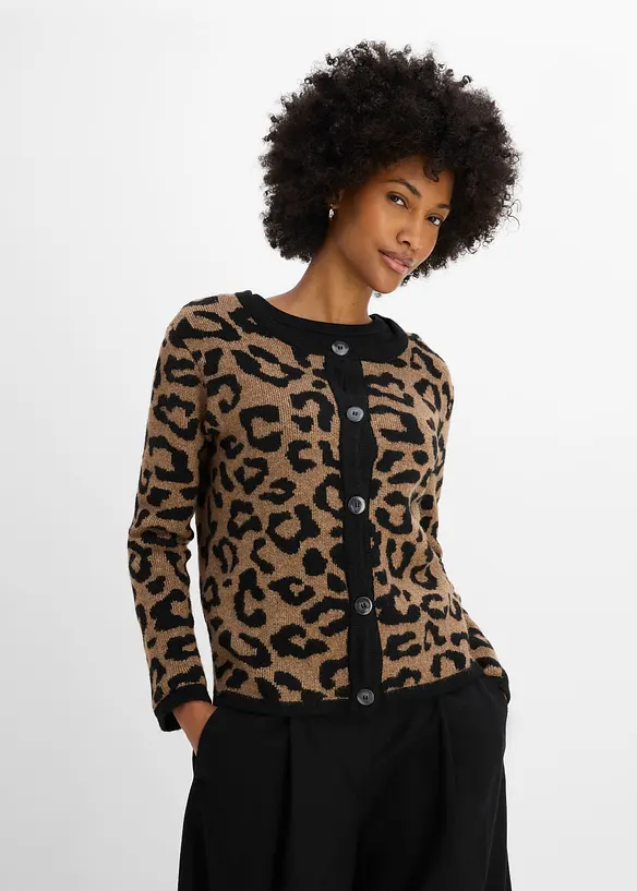 Jacquardm&ouml;nstrad cardigan, bonprix