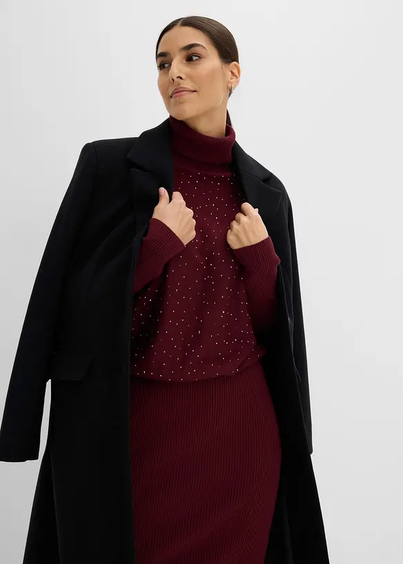 Stickad kl&auml;nning med glitterstenar, bonprix