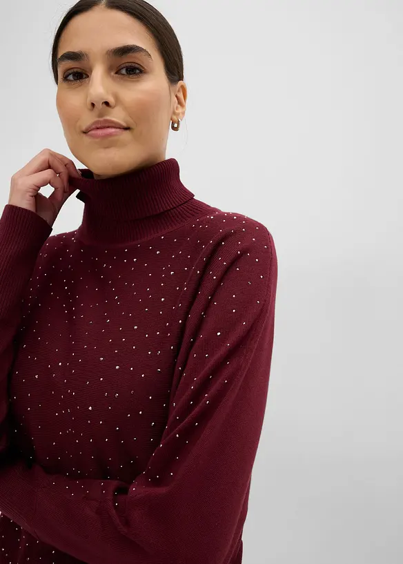 Stickad kl&auml;nning med glitterstenar, bonprix