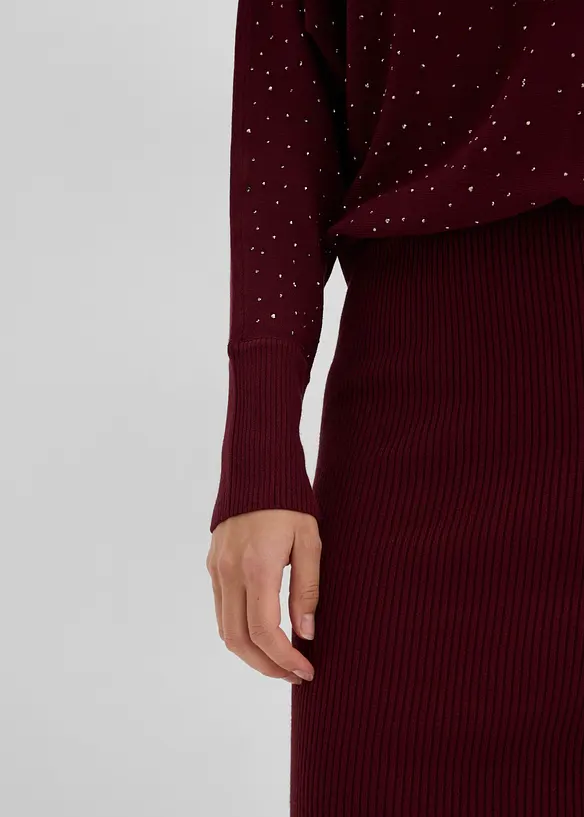 Stickad kl&auml;nning med glitterstenar, bonprix