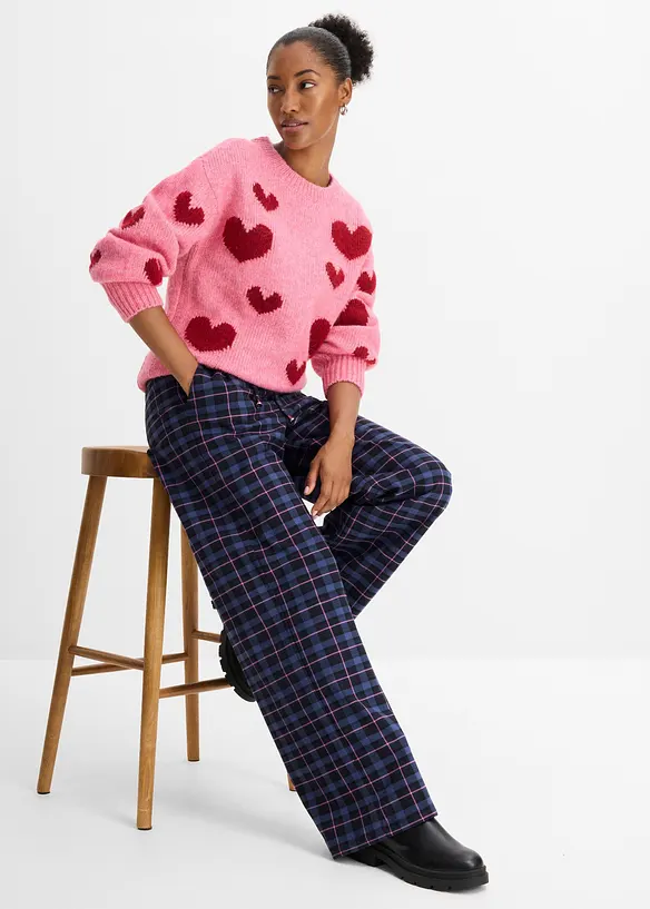 Byxa med yllelook och bekv&auml;m midja, bonprix