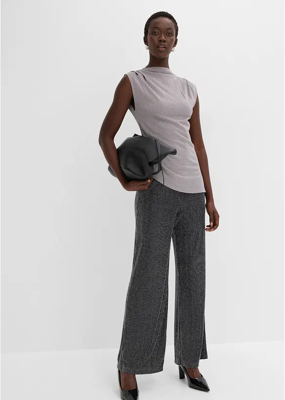 Topp med asymmetrisk nederkant och glitter, bonprix