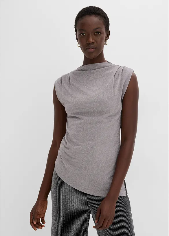 Topp med asymmetrisk nederkant och glitter, bonprix