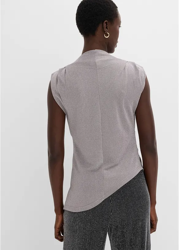 Topp med asymmetrisk nederkant och glitter, bonprix