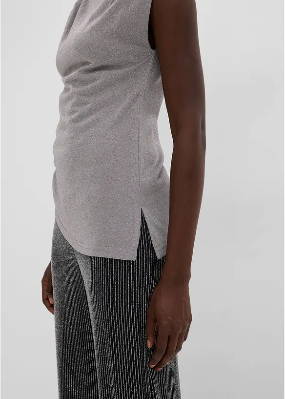Topp med asymmetrisk nederkant och glitter, bonprix