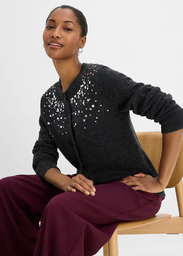 Cardigan med gnistrande paljetter, bonprix