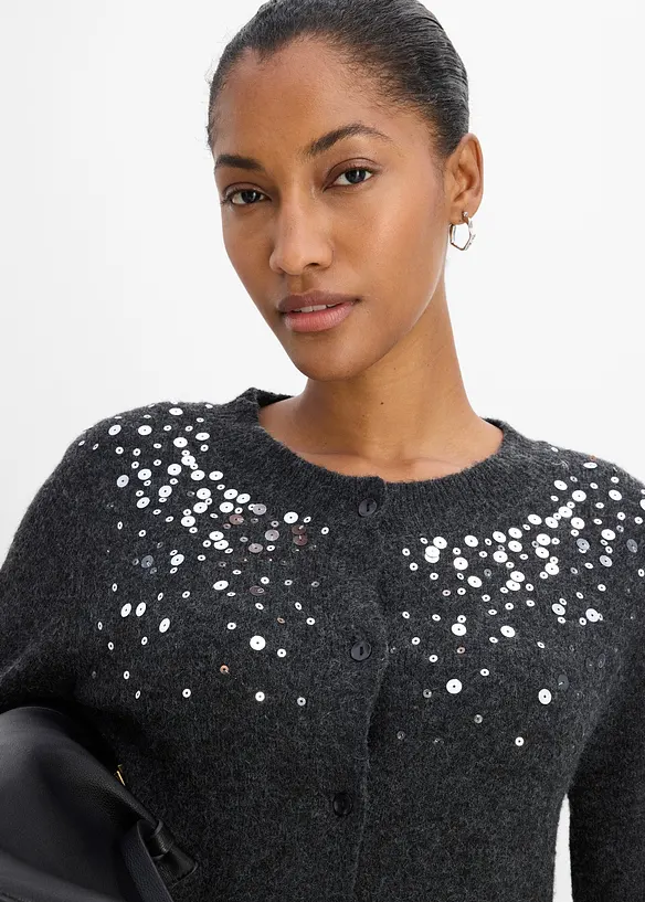 Cardigan med gnistrande paljetter, bonprix