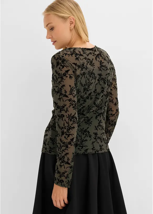 L&aring;ng&auml;rmad topp i mjuk mesh, bonprix