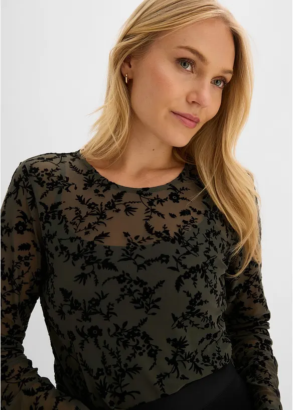 L&aring;ng&auml;rmad topp i mjuk mesh, bonprix