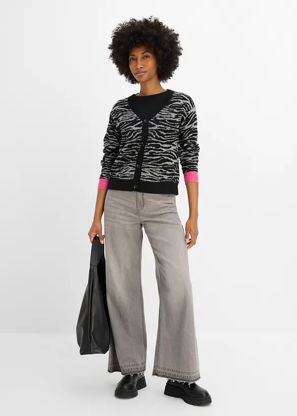 Jacquardm&ouml;nstrad cardigan, bonprix