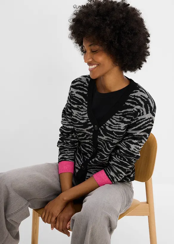 Jacquardm&ouml;nstrad cardigan, bonprix