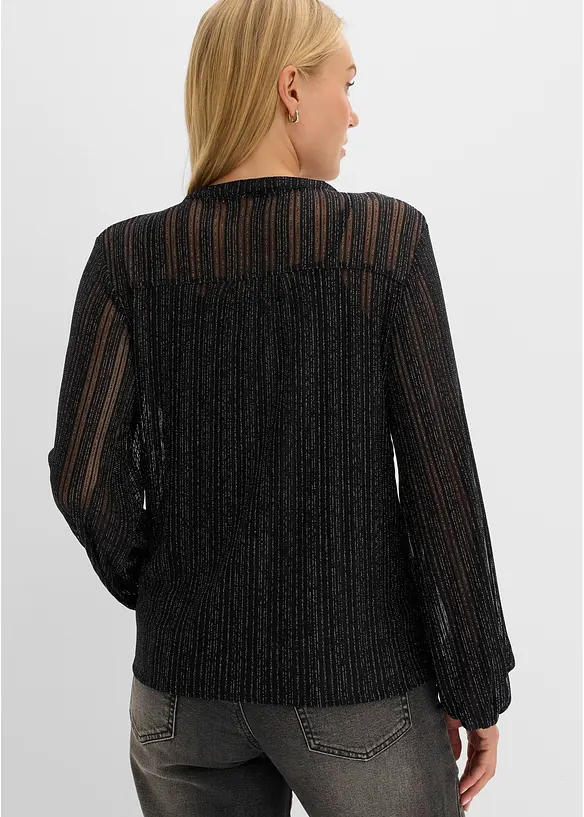 Blus i skimrande, plisserat material, bonprix