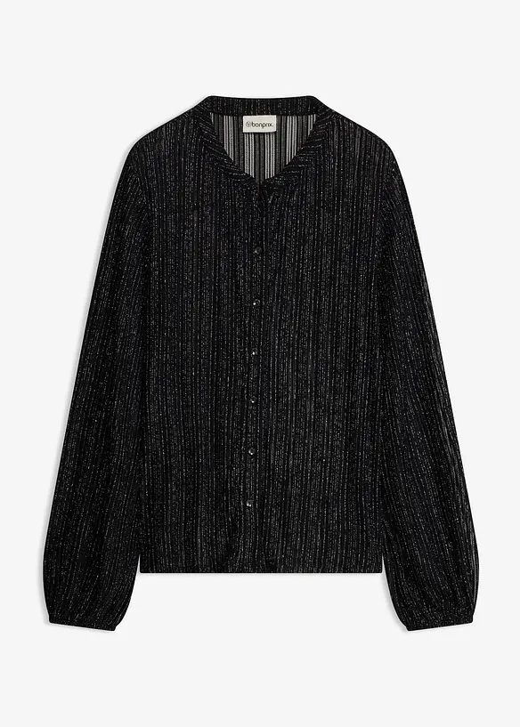 Blus i skimrande, plisserat material, bonprix